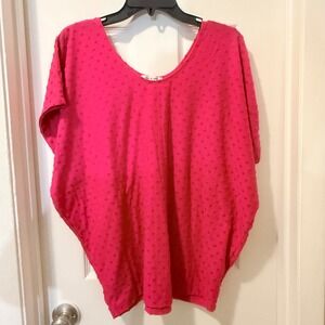 Kim and Cami Womens Pink Textured Dot Dolman Sleeve Top XL